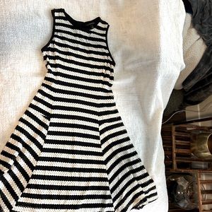 Banana Republic cream and black striped dress.